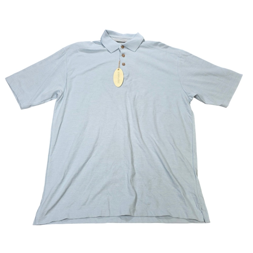 Joseph & Feiss Henley Resort Polo Shirt Men's Size L Light Blue Pima Cotton NWT